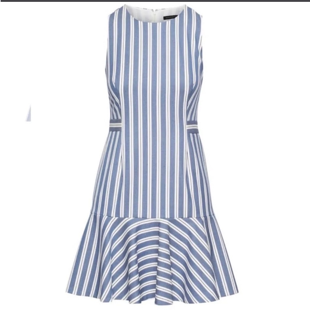 Banana Republic blue and white stripe sleeveless dress with flounce hem Size 4